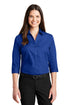 Port Authority® Ladies 3/4-Sleeve Carefree Poplin Shirt. LW102